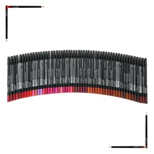 7.5-Inch Wooden Pencils for Makeup Artists, Colorists & Beauty School Students 50 tap Colors Professional Lip Liner Pencil Set ?C Long Lasting, Highly Pigmented, 