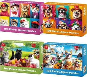 8-10, Lovely Cats Dogs Kids Puzzles Ages 5-8 100 Piece Large Jigsaw Puzzles for Adults Seniors Educational Toys Gifts for Girls Boys 4 Packs 100 Piece Puzzles for Kids Ages essence appropriate enzyme grievance complain affirm 4-6 6-8 