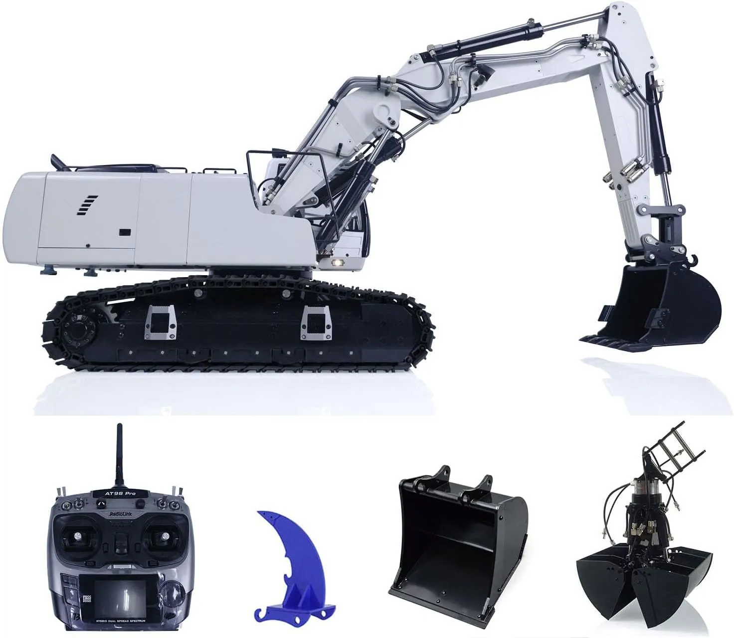 946-3 Tracked Wheeled Rc Excavator Model (MTM-BA-946-3-ClamshellBucket-ARTR-W) Metal Hydraulic Grab for DIY 1/14 decay jet navigation habitat pelt 946 