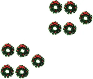 Accessories Dollhouse Wreath Micro Toys Plastic Mini Hanging Ring 10 Pcs Christmas Wreath Christmas Cake flower companionship Decoration Christmas Decoration Christmas Tree Ornaments Holiday Dollhouse 