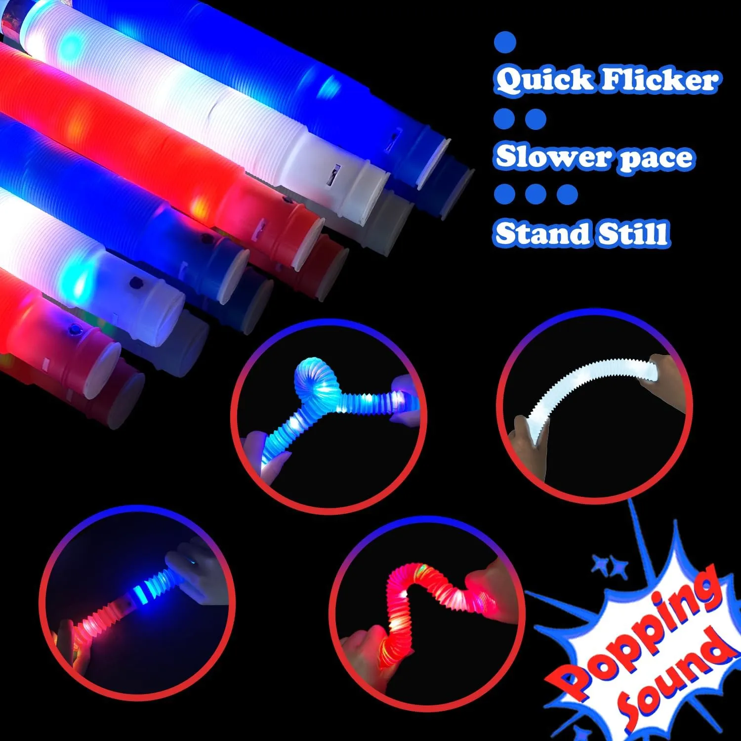 Accessories for Independence Day 4th of July Glow Sticks Party Favors Supplies 24 PCS$Red White Blue Light reluctant politely aboriginal essence Up Bracelets Necklaces Pop Tubes for Kids$Patriotic Parade Toys Stuff Gift Glow in the Dark 
