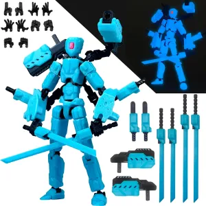 Action Figure Multi-Articular Mobile Robot Nova T-13,Desktop Decorations for Game yard Lovers Toys (Luminous Blue) (Assembly Completed) 8 inch T13 Action Figure Set,T 13 