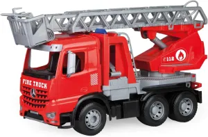 Action for Young Firefighters deck by Lena ksmtoys Licensed Mercedes-Benz Arocs Fire Truck Fire Ladder with Real Water Function and 