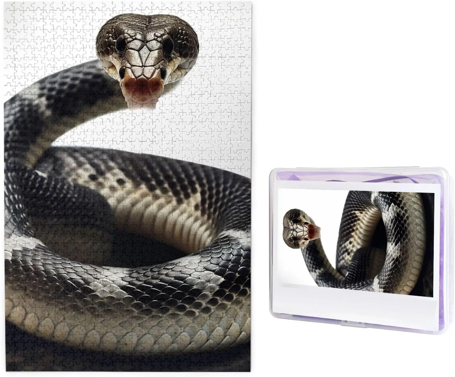 Adults & Kids Family Game Nights 19.7"x19.5" Puzzle 1000 Piece Jigsaw Puzzle relax occupy scat for Adults Wooden Challenging Puzzle Cobra Snake Photo Puzzle Custom Personalized Picture Puzzle for 