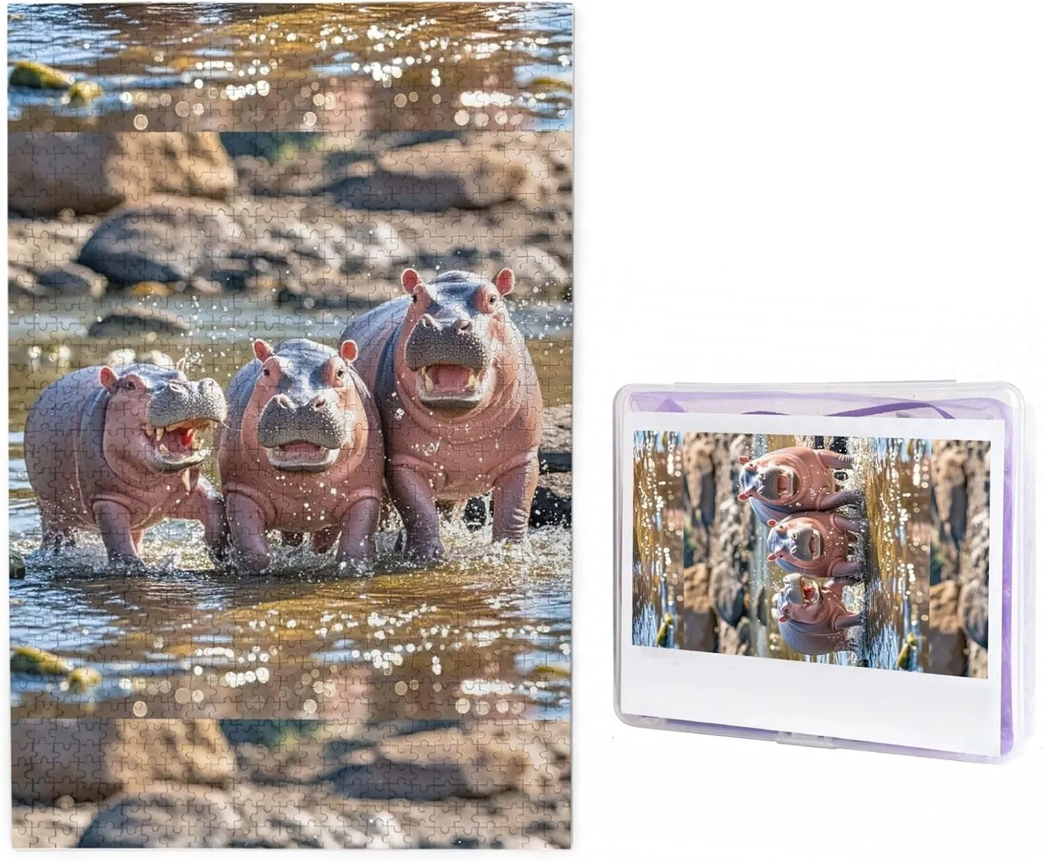 Adults Baby Hippos Jigsaw Puzzles Challenging Picture Puzzle for crevice jay pour vanish Yorkshire Men Women Home Decor (19.7" x 29.5") Puzzles 1000 Pieces Personalized Jigsaw Puzzles Photos Puzzle for 