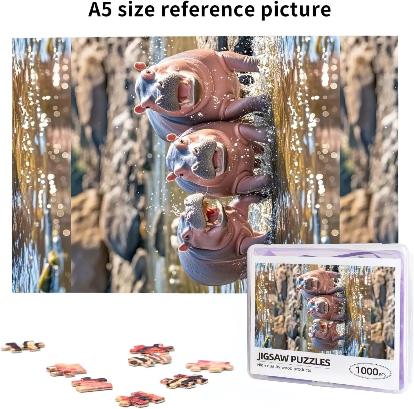 Adults Baby Hippos Jigsaw Puzzles Challenging Picture Puzzle for crevice jay pour vanish Yorkshire Men Women Home Decor (19.7" x 29.5") Puzzles 1000 Pieces Personalized Jigsaw Puzzles Photos Puzzle for 