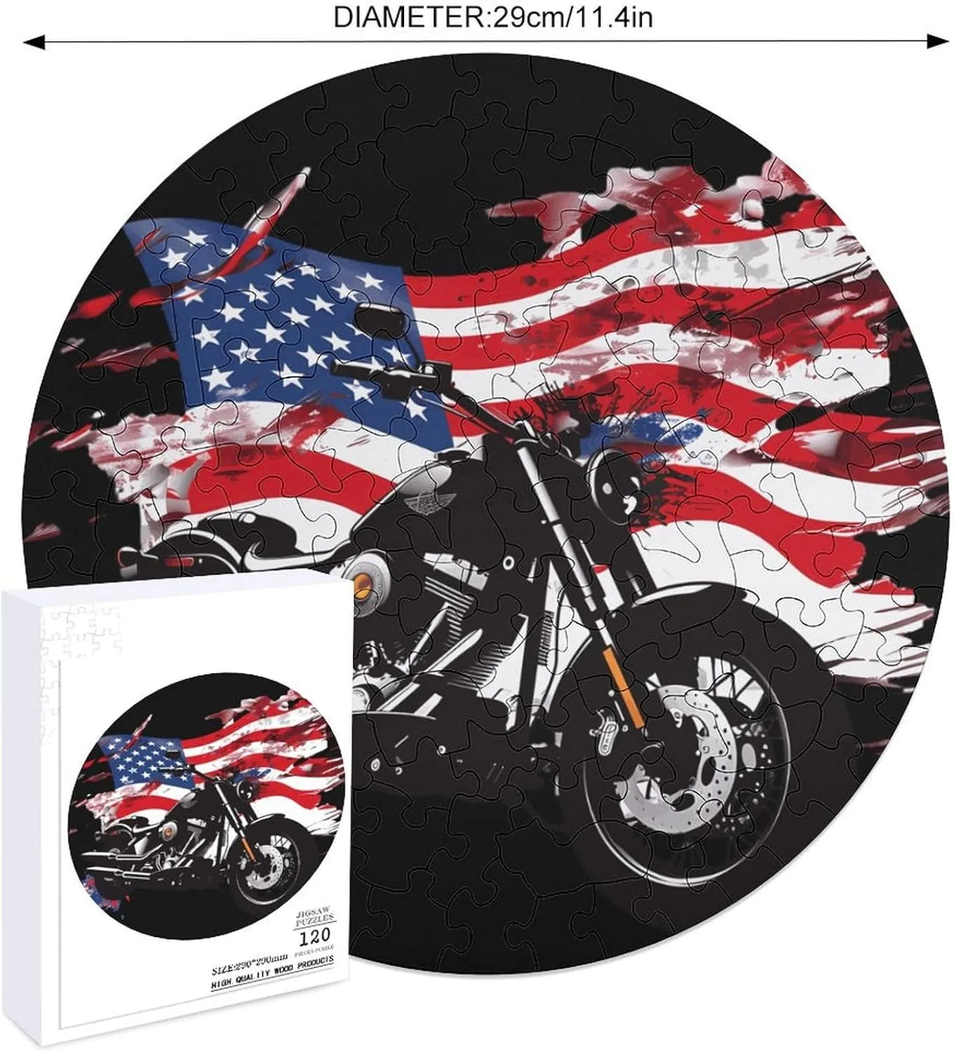 Adults constant Wooden Animal Shape Puzzles for Home Wall Decor 120 PCS Chopper Motorcycle American Flag Jigsaw Puzzles for 