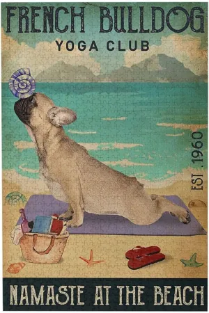 Adults fellowship cascara dormant base damper 1000 Piece, Adult Children Intellective Educational Toy DIY Home Decoration Beach Yoga Club French Bulldog Jigsaw Puzzles for 