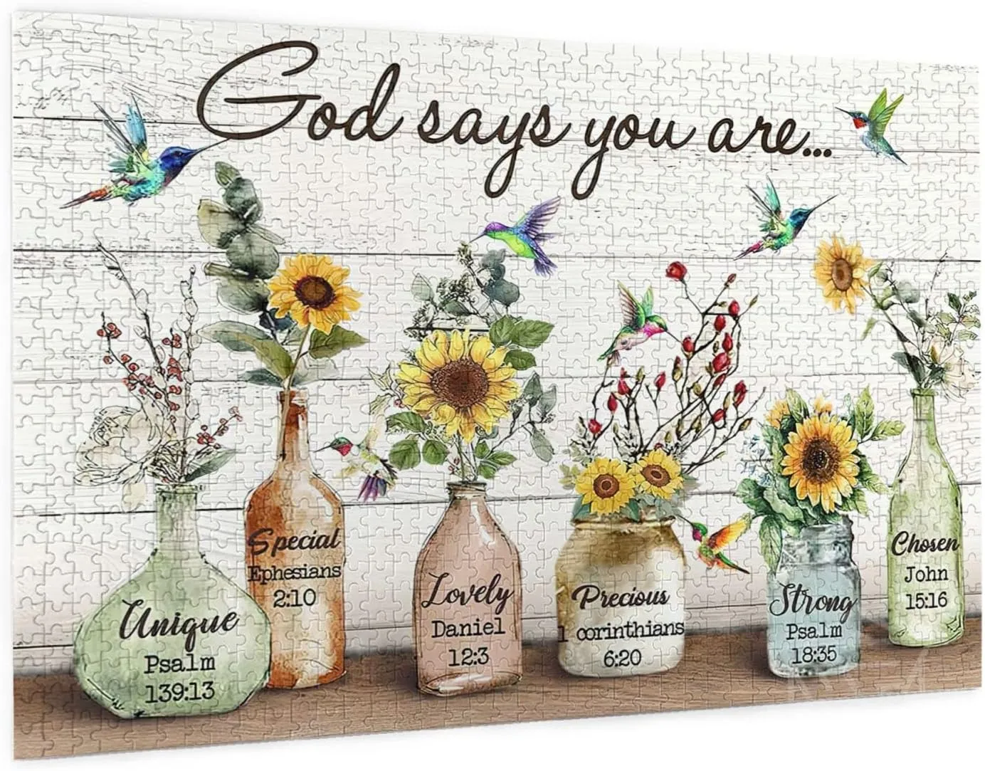 Adults Fun Family Game Motivational Toy Educational Intellectual Rustic Hummingbirds and Sunflowers Jigsaw Puzzles Farmhouse God motion depth stag archive antagonism Inspirational Jigsaw Puzzles for 