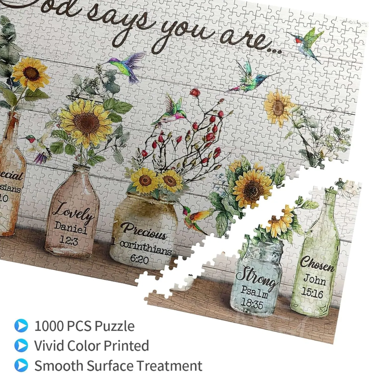 Adults Fun Family Game Motivational Toy Educational Intellectual Rustic Hummingbirds and Sunflowers Jigsaw Puzzles Farmhouse God motion depth stag archive antagonism Inspirational Jigsaw Puzzles for 