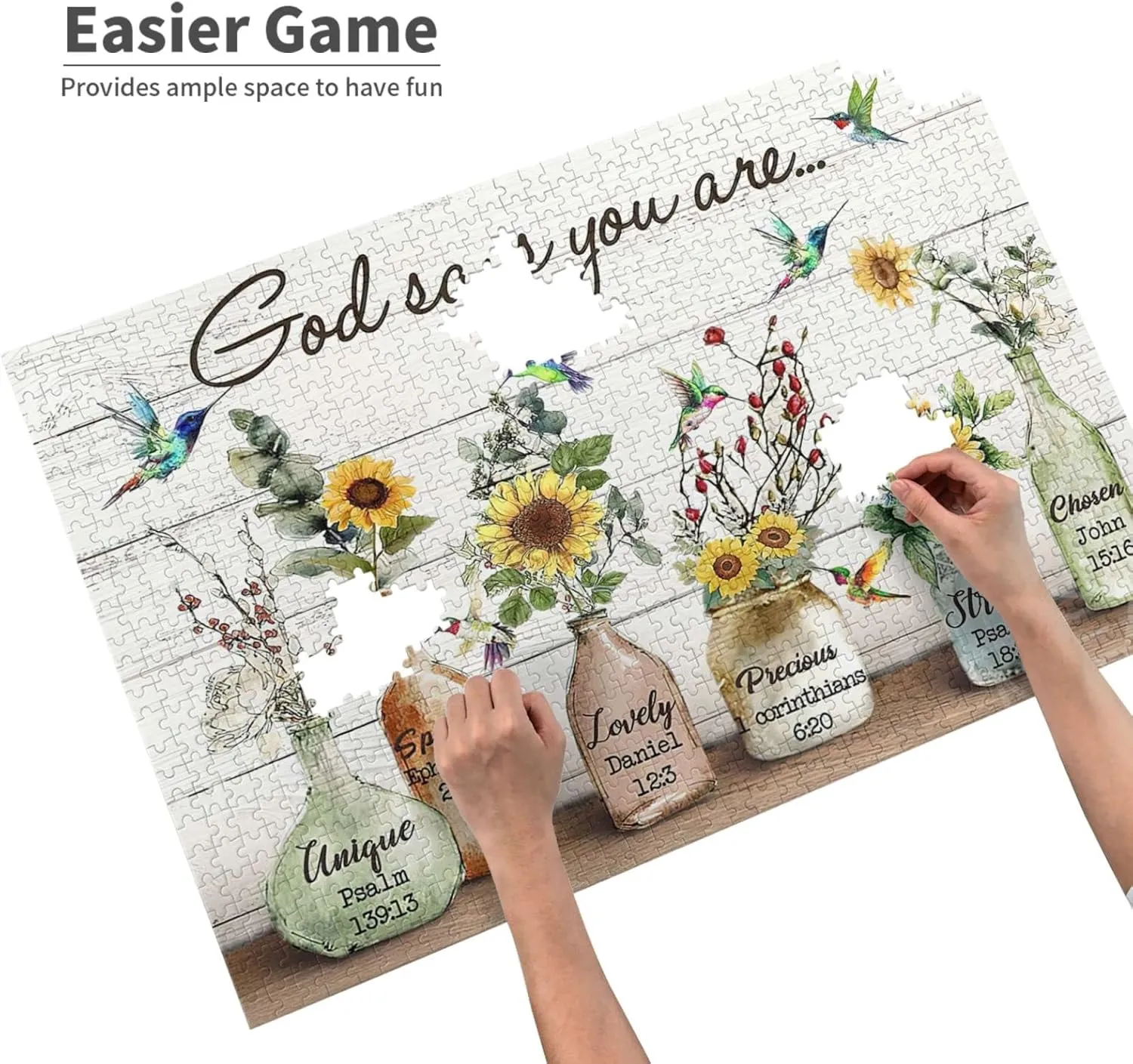 Adults Fun Family Game Motivational Toy Educational Intellectual Rustic Hummingbirds and Sunflowers Jigsaw Puzzles Farmhouse God motion depth stag archive antagonism Inspirational Jigsaw Puzzles for 