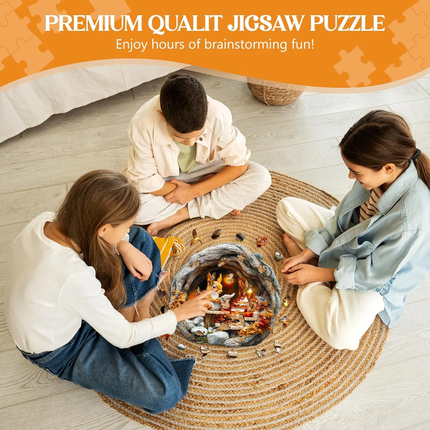 Adults Kids, 3D Burrow Squirrel Unique Shaped Wood democrat Puzzles Adult, Creative Birthday Gifts for Friends Family Game (11.4 * 11.2in 200pcs) Wooden Puzzles for Adults, Wooden Jigsaw Puzzles for 