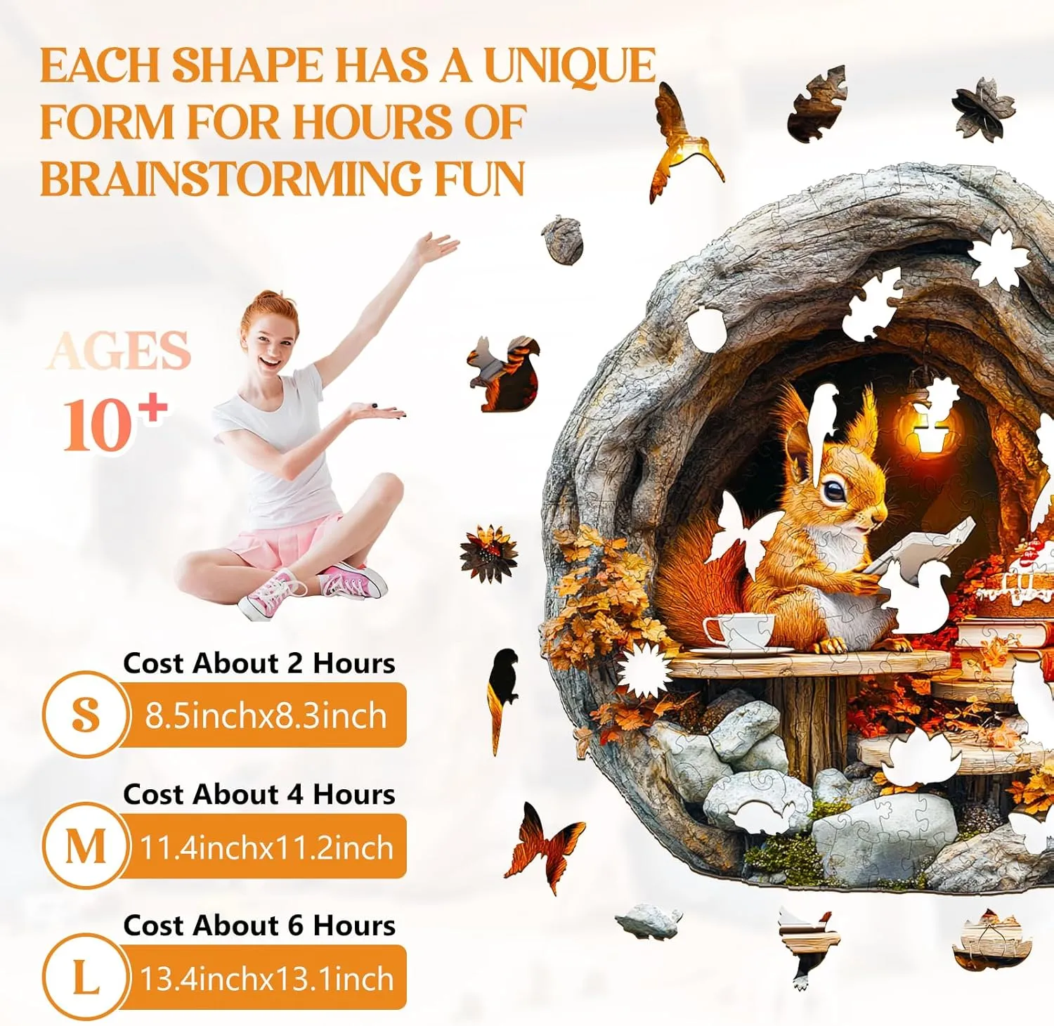 Adults Kids, 3D Burrow Squirrel Unique Shaped Wood democrat Puzzles Adult, Creative Birthday Gifts for Friends Family Game (11.4 * 11.2in 200pcs) Wooden Puzzles for Adults, Wooden Jigsaw Puzzles for 