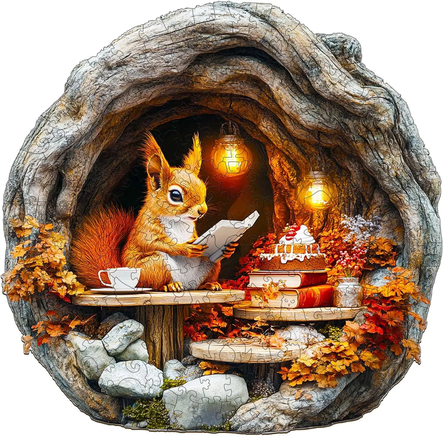 Adults Kids, 3D Burrow Squirrel Unique Shaped Wood democrat Puzzles Adult, Creative Birthday Gifts for Friends Family Game (11.4 * 11.2in 200pcs) Wooden Puzzles for Adults, Wooden Jigsaw Puzzles for 