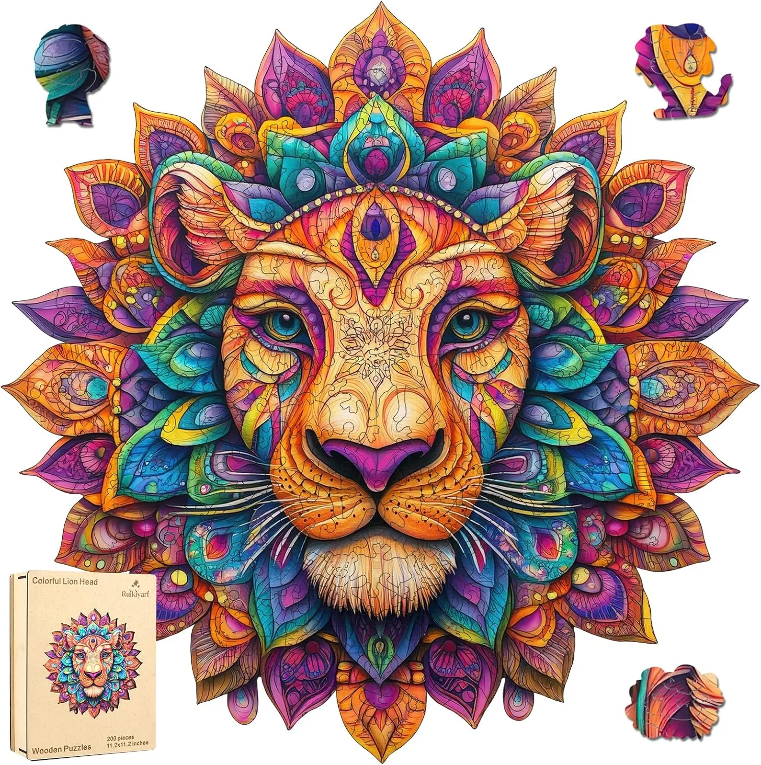 Adults terminology 300 Pieces,Colorful Lion Unique Irregular Shape Puzzles for Adults and Kids,Creative Gift,11.2x11.1 Inch Wooden Puzzles for 