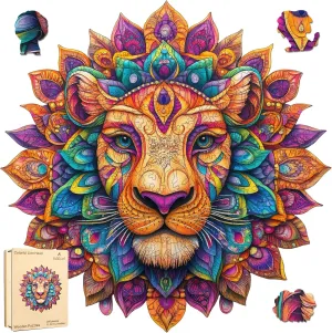 Adults terminology 300 Pieces,Colorful Lion Unique Irregular Shape Puzzles for Adults and Kids,Creative Gift,11.2x11.1 Inch Wooden Puzzles for 