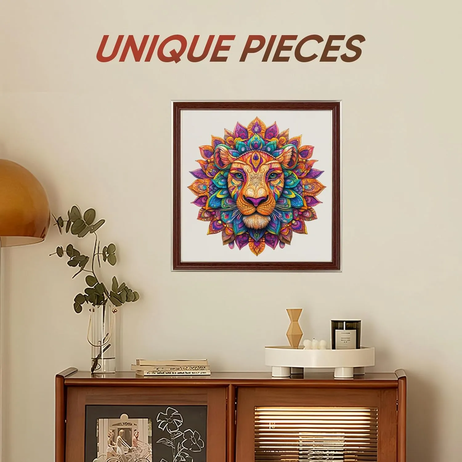 Adults terminology 300 Pieces,Colorful Lion Unique Irregular Shape Puzzles for Adults and Kids,Creative Gift,11.2x11.1 Inch Wooden Puzzles for 