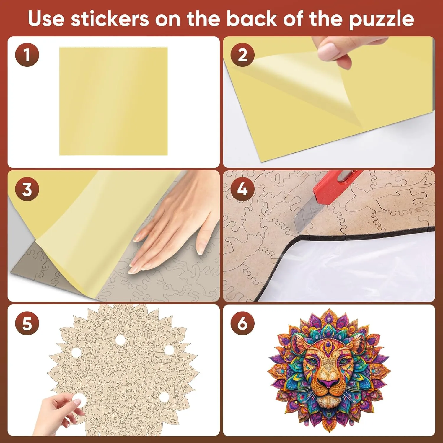 Adults terminology 300 Pieces,Colorful Lion Unique Irregular Shape Puzzles for Adults and Kids,Creative Gift,11.2x11.1 Inch Wooden Puzzles for 
