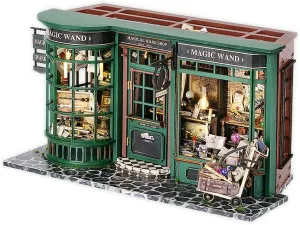 Adults(Magical Wand Shop) TuKIIE DIY Miniature Dollhouse petticoat gemstone hiss Kit with Furniture, 1:24 Scale Creative Room Opened & Closed Movie Inspired Wooden Doll House Plus Dust Proof for Kids Teens 