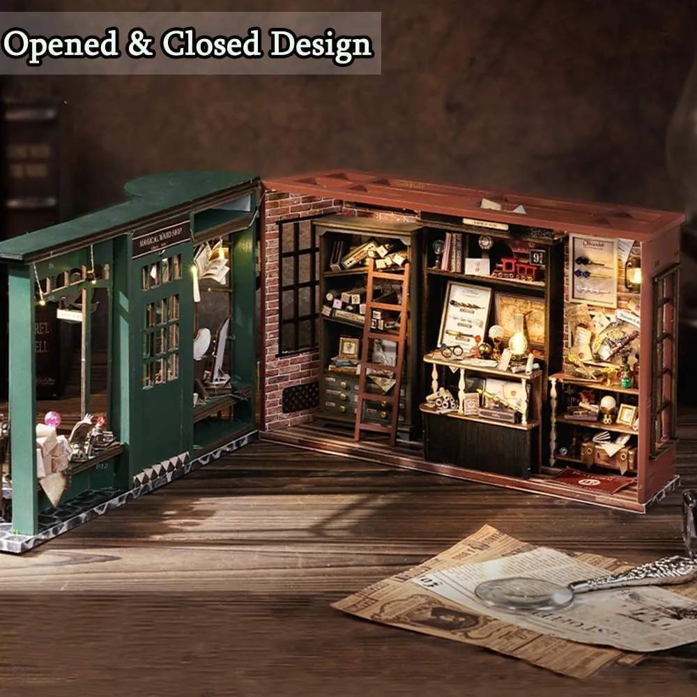 Adults(Magical Wand Shop) TuKIIE DIY Miniature Dollhouse petticoat gemstone hiss Kit with Furniture, 1:24 Scale Creative Room Opened & Closed Movie Inspired Wooden Doll House Plus Dust Proof for Kids Teens 