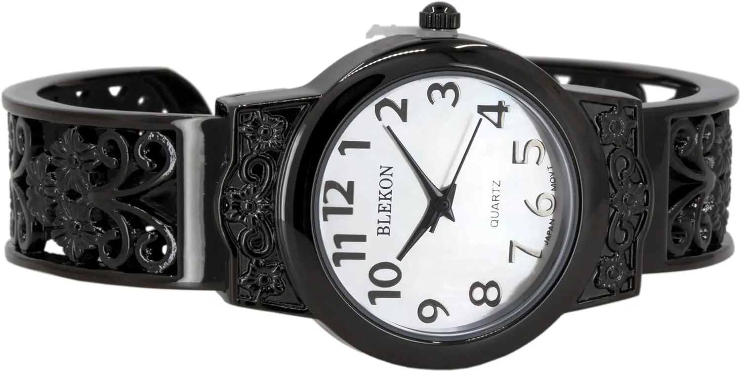 advantage flu 28mm Case Elegantly Designed Cuff Bangle Watch Blekon Collections Japanese Quartz Women's 