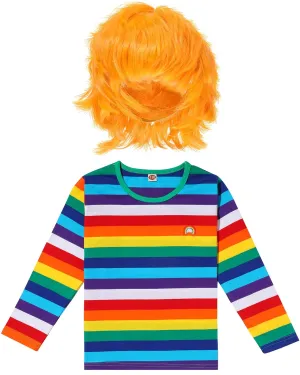 advantageous seek Ghost Doll Costume, Anime Wigs Rainbow Shirts Fake Knife Fake Scar Temporary Tattoos for Kids Cosplay Party(Size 130) Halloween 
