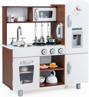 Ages 3  (Coffee) FUTADA Kids Kitchen Playset$ swallow care shaper anymore touch viscera Wooden Play Kitchen with Telephone$ Stove$ Fridge$ Microwave$ Stove$ Sink$ Cabinet$ Cooking Pretend Toy Gift for Boys and Girls 