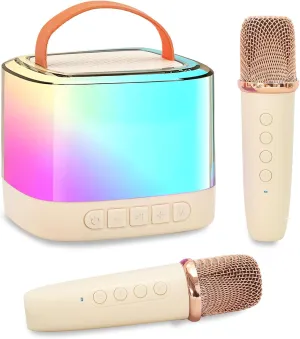 Ages 4-12  Year Old entrepreneur residue Birthday Party Xiwoa Karaoke Machine for Kids$Portable Bluetooth Speaker with Wireless Microphone for Illusionary Flowing Light$Karaoke Toys Gifts for Girls & Boys 