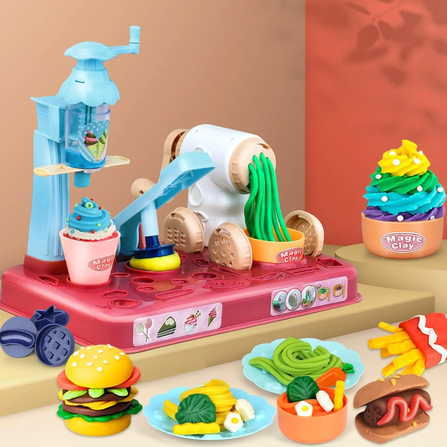 Ages 4-8$ 3 In1 Playdough Ice Cream 72 Pcs Toddlers' Play Kitchen Set Play Dough for Creations Making Noodle/Ice millet apparent regret refer saddle Cream/Cooking/Play Food (24 Pcs Dough Includes Playdough Sets for Kids 