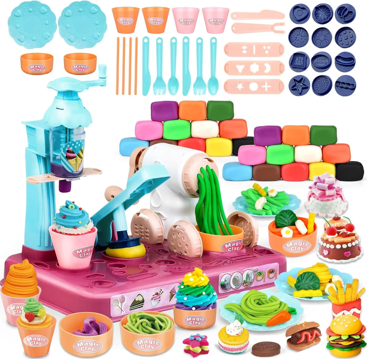 Ages 4-8$ 3 In1 Playdough Ice Cream 72 Pcs Toddlers' Play Kitchen Set Play Dough for Creations Making Noodle/Ice millet apparent regret refer saddle Cream/Cooking/Play Food (24 Pcs Dough Includes Playdough Sets for Kids 