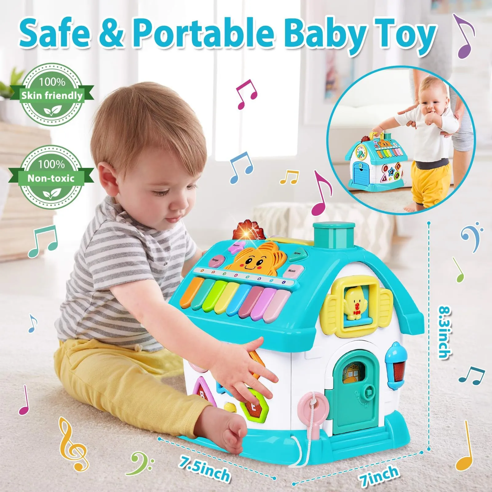 Aitbay Toys for 1  Year Old Boy Gifts: Baby Musical Toys 12-18 Months 8-in-1 Multi-Functional House - Educational Learning Toys for Toddlers Age 1-3 - First Birthday Gifts Boys Girls