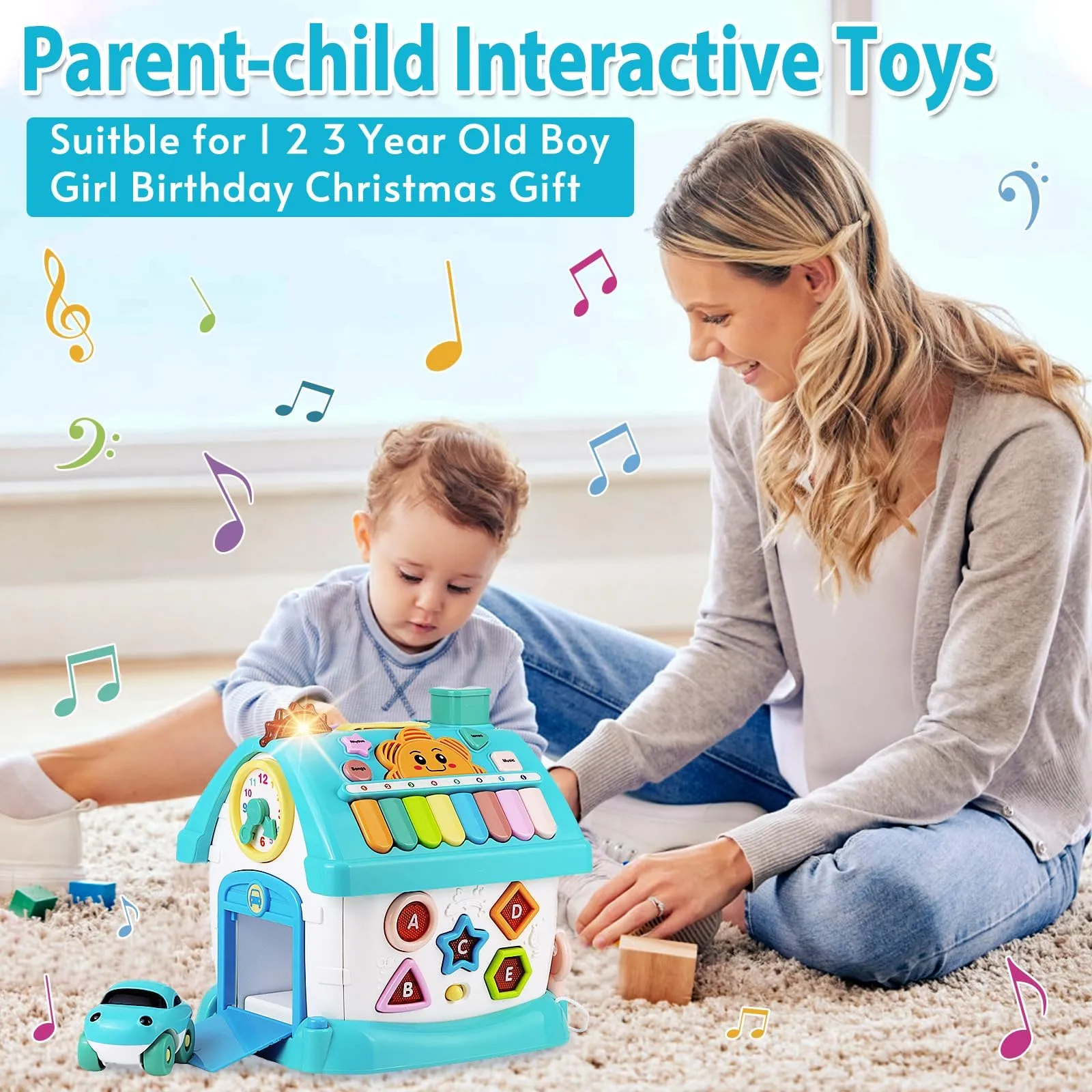 Aitbay Toys for 1  Year Old Boy Gifts: Baby Musical Toys 12-18 Months 8-in-1 Multi-Functional House - Educational Learning Toys for Toddlers Age 1-3 - First Birthday Gifts Boys Girls