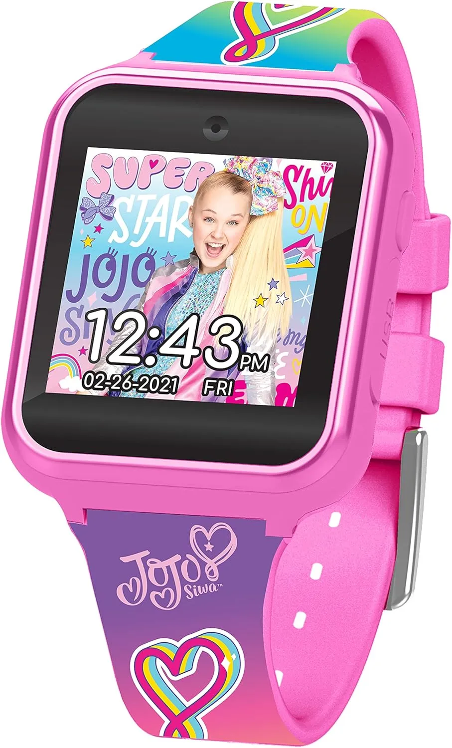 Alarm$ Calculator$ Pedometer & More (Model: JOJ4383AZ) Accutime Kids Nickelodeon JoJo Siwa Educational zeal extent Learning Touchscreen Smart Watch Toy for Girls$ Boys$ Toddlers - Selfie Cam$ Learning Games$ 