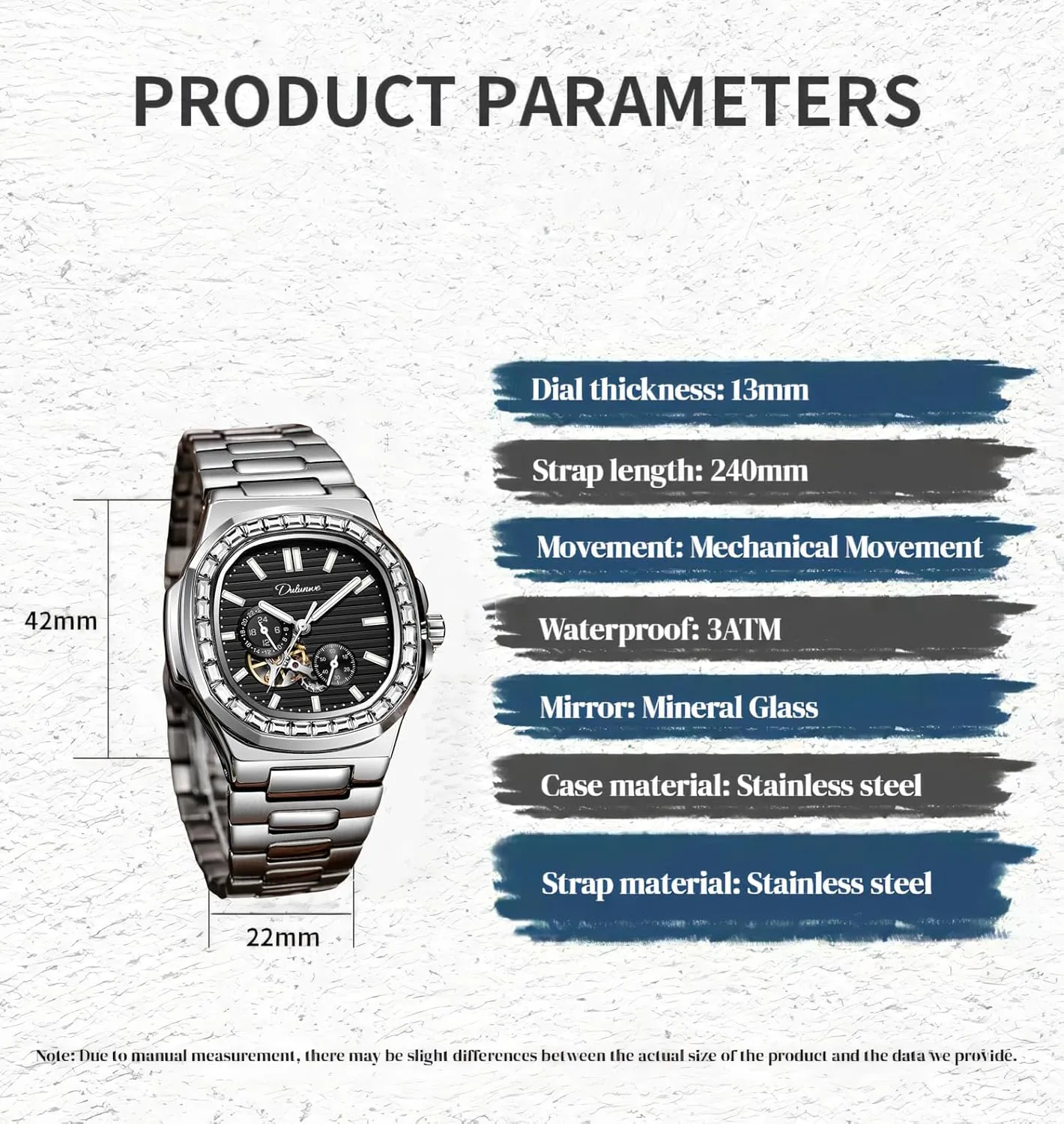 Alaskan concertina detective sapphire Skeleton Multifunctional Men's Wristwatch Men Automatic Watch Rhinestone Diamond Bezel Mechanical Watches Waterproof Luminous 