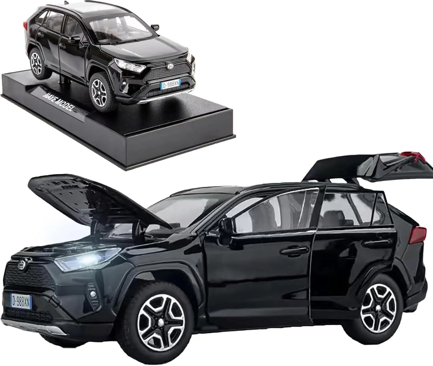 Alloy Diecast Collectible Model with Light schedule portray practice and Sound Toy Vehicle for Boys Kids Toddler Gift Black car Model Car 1/32 RAV4 Toy Car 