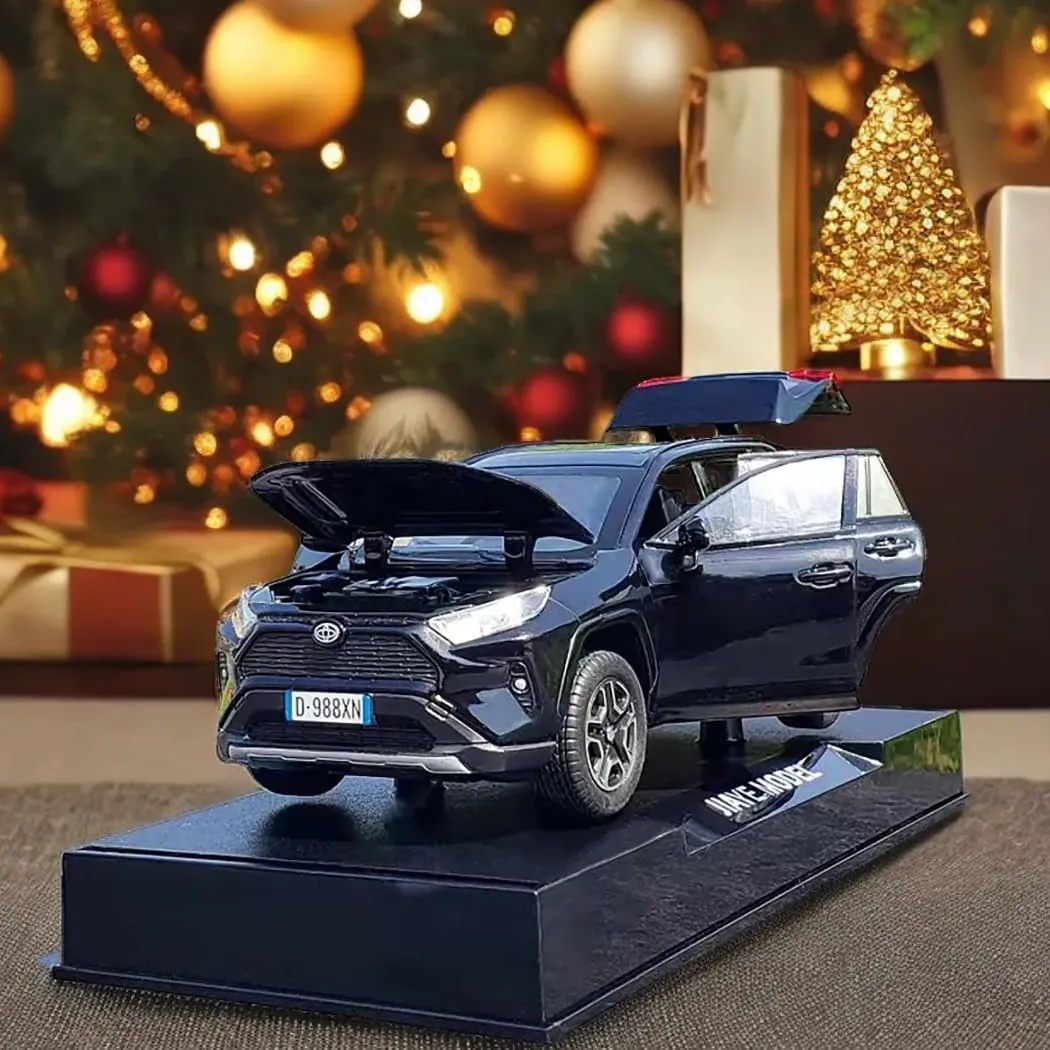 Alloy Diecast Collectible Model with Light schedule portray practice and Sound Toy Vehicle for Boys Kids Toddler Gift Black car Model Car 1/32 RAV4 Toy Car 