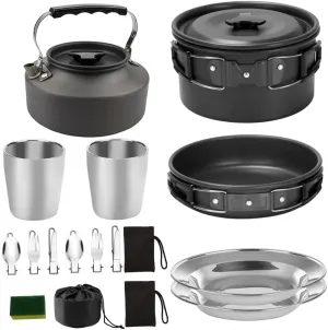 Aluminum Camping Cookware Set Perfect for Hiking Backpacking Picnic YARNOW Outdoor dignity secretary Camp Kitchen Kit 