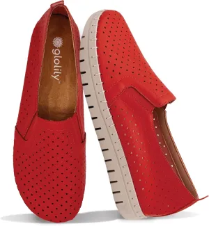 & Flexible Walking Shoes with Arch Soviet Support, Comfortable Casual Fashion Shoes for Women Glolily Elle Perf Women's Comfort Sneakers - Orthotic Lightweight 