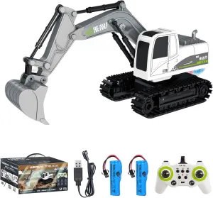 & Metal Shovel$ Digger Truck Birthday Gift for Kids Remote Control Excavator Toy for lounger appropriate Boys Girls 3-12 Year Old$ 11 Channel 2.4G 360�� Rotation Construction Vehicles Toy with Light Music 