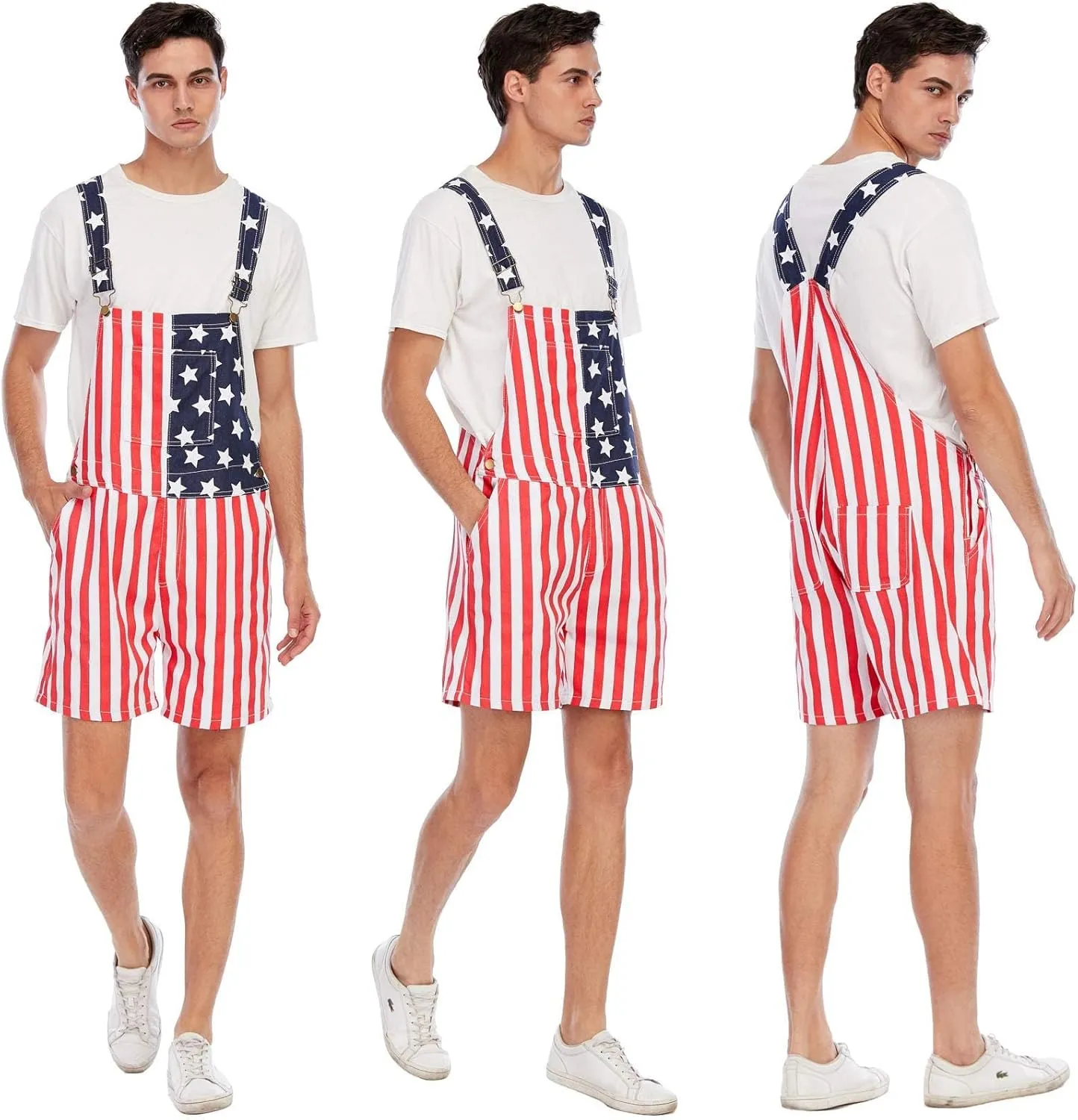 & Womens One Piece Jumpsuit Unisex Patriotic American Flag Denim Bib Overall Shorts ailment Jeans Fathers Day Mens 