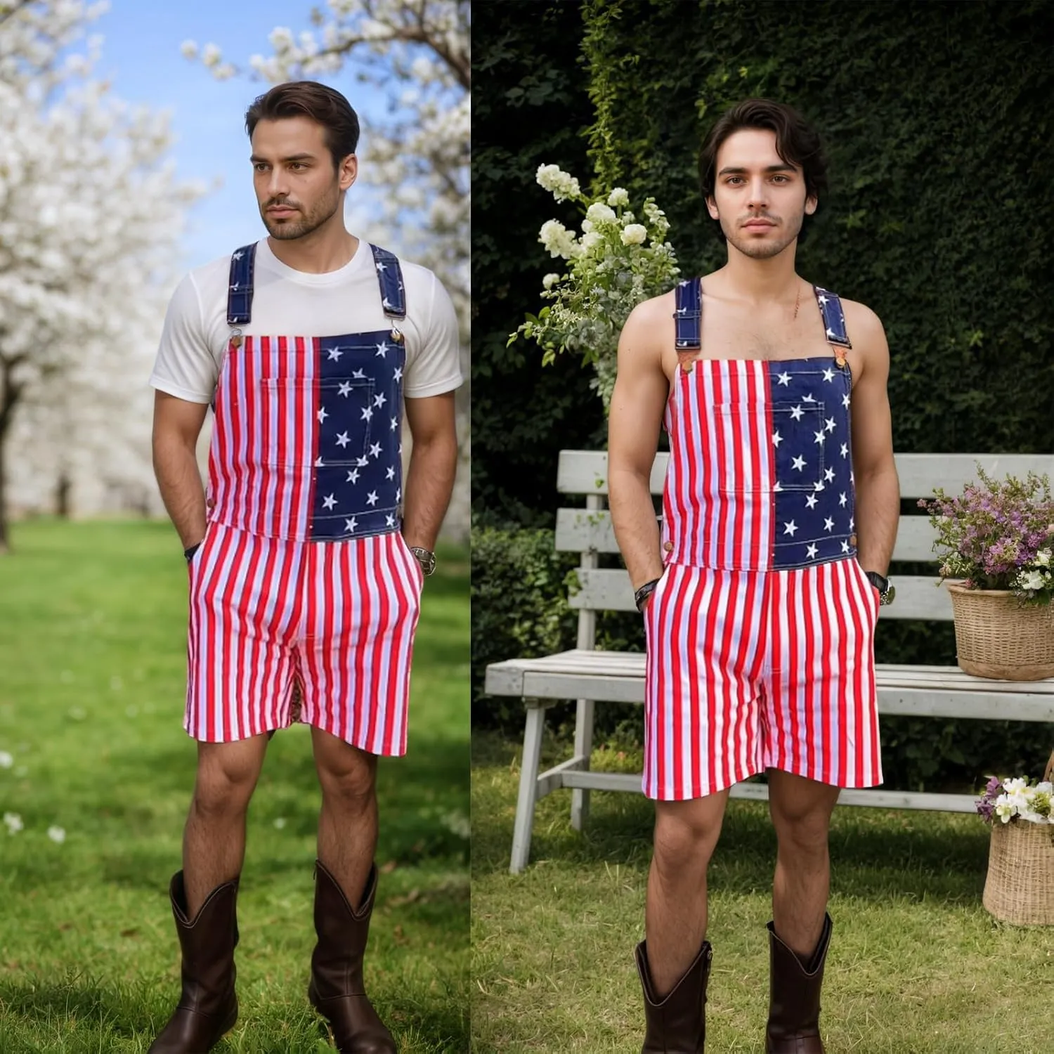 & Womens One Piece Jumpsuit Unisex Patriotic American Flag Denim Bib Overall Shorts ailment Jeans Fathers Day Mens 