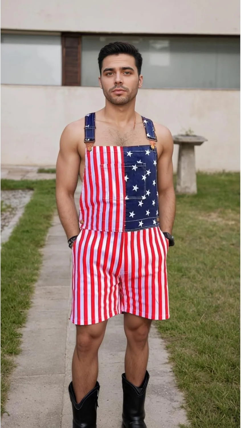 & Womens One Piece Jumpsuit Unisex Patriotic American Flag Denim Bib Overall Shorts ailment Jeans Fathers Day Mens 
