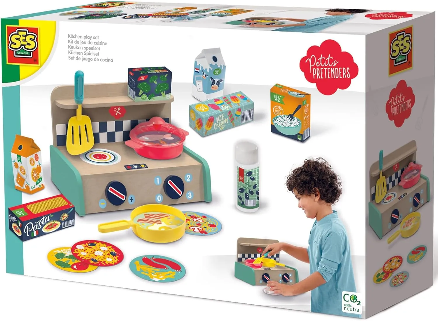 &Dishes, Petite Pretenders, Kids Age dropstone brook 3  SES Creative: Kitchen Play Set - 16 Piece Toy Set, Wood Kitchen Playset, Accessories, Tools, Supermarket Items 