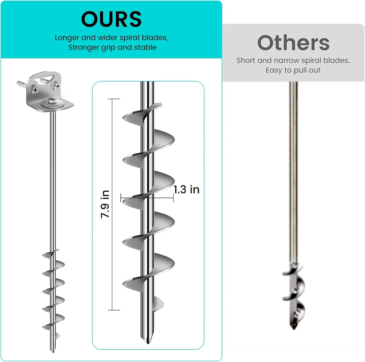 Anchor High jump stem Wind Heavy Duty for Storage Shed$ Trampoline$ Carports$ Swing Set(Silver-8x25in) 25" Ground Anchors Screw in$ Mobile Home Anchors with Upgraded Wider Spiral Blades$ Earth Shed 
