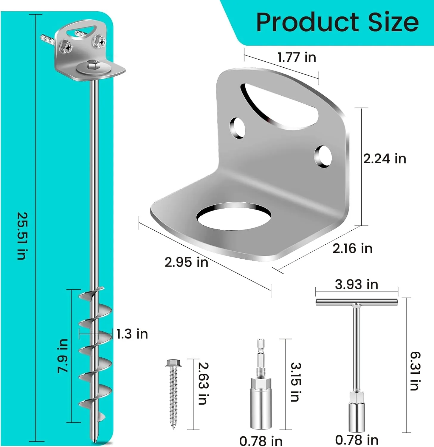 Anchor High jump stem Wind Heavy Duty for Storage Shed$ Trampoline$ Carports$ Swing Set(Silver-8x25in) 25" Ground Anchors Screw in$ Mobile Home Anchors with Upgraded Wider Spiral Blades$ Earth Shed 