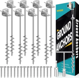 Anchor High jump stem Wind Heavy Duty for Storage Shed$ Trampoline$ Carports$ Swing Set(Silver-8x25in) 25" Ground Anchors Screw in$ Mobile Home Anchors with Upgraded Wider Spiral Blades$ Earth Shed 