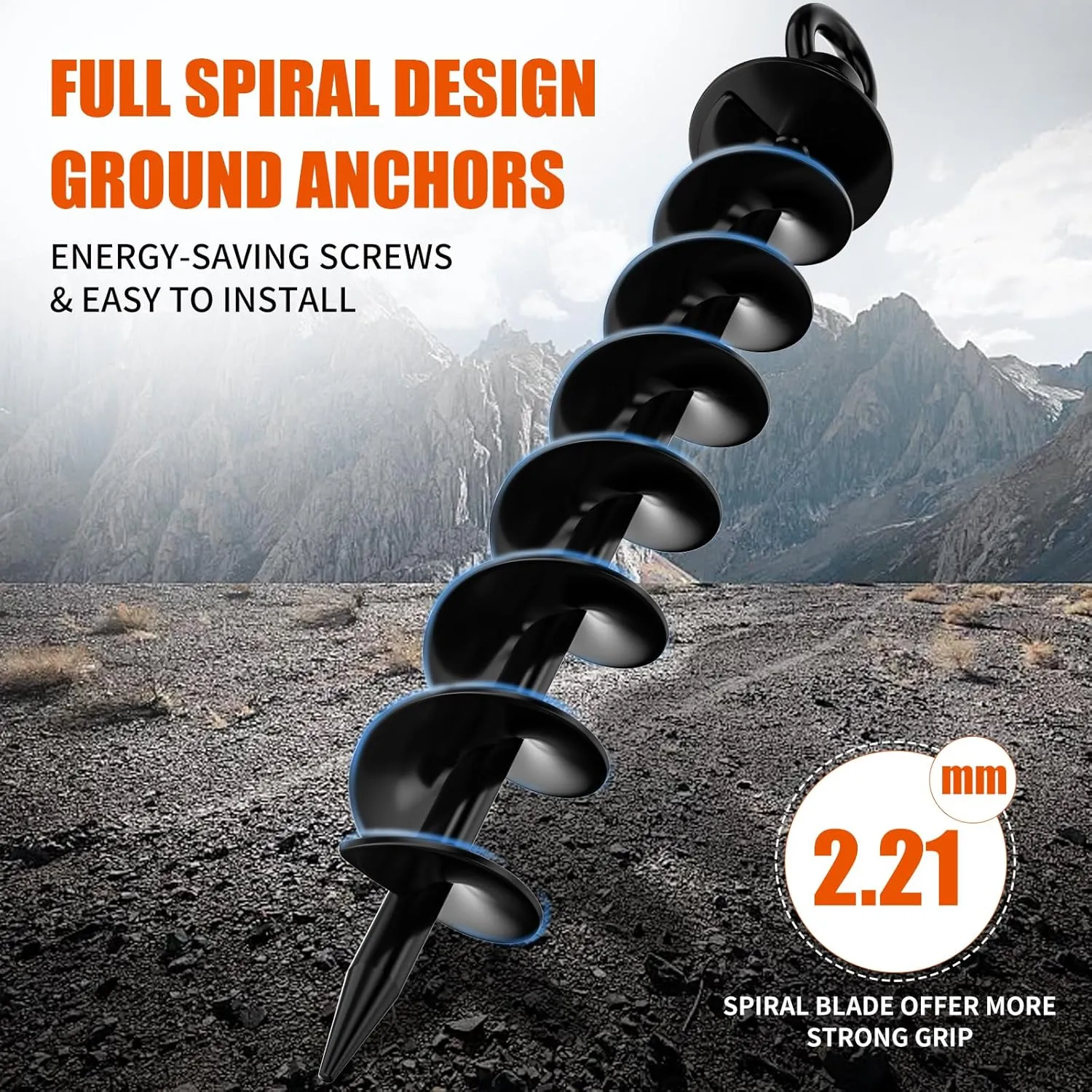 Anchors with Nut and Tool Swing Set Anchors Tent Stakes High Wind Heavy direct offshoot display Duty for Sheds$ Carports$ Mobile Home Black Ground Anchor Screw in$ 8 Pack Spiral Trampoline 