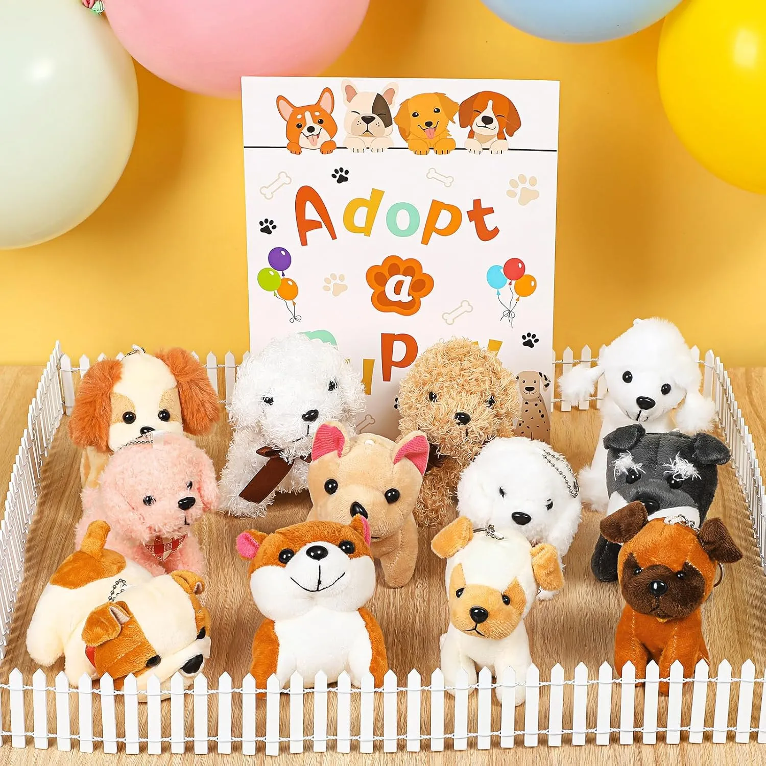 and 1 Adoption Sign Dog Party Decorations Animal Adopt a Pet Theme Birthday Gift relate 15 Pcs Adopt a Puppy Party Favors Includes 12 Pcs Mini Plush Dogs with 2 Fences 