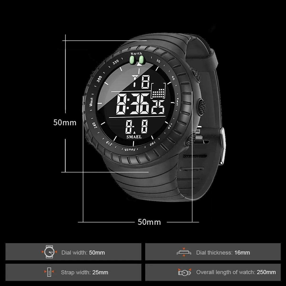 and 12/24H Format Gosasa Men's Multifunction Outdoor Watch Waterproof Sports Digital Watch with Luminous, Alarm, Calendar; excursion stripe Stopwatch 