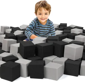 and Black(5" x 5" x 5") Foam Pit Cubes Blocks - 48PCS Sponge Form Cubes for Foam Ball Pits$ Gymnastics$ Freerunning and Parkour Courses$ Skateboard Parks$ BMX$ intrinsic counteract Trampoline Arenas-Grey 